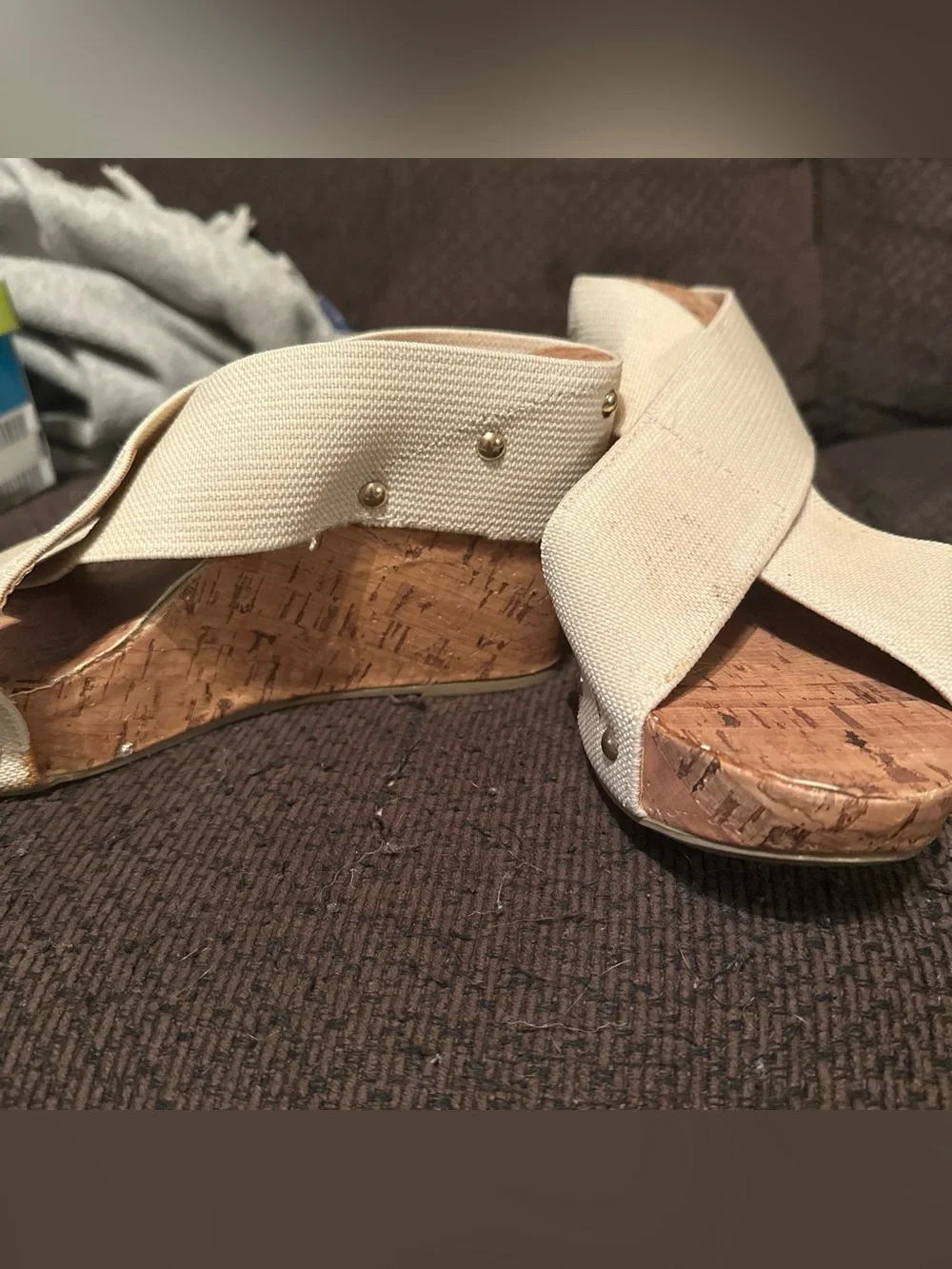 Montego Bay Club Cream Cross-Band Cork Wedge Sandals